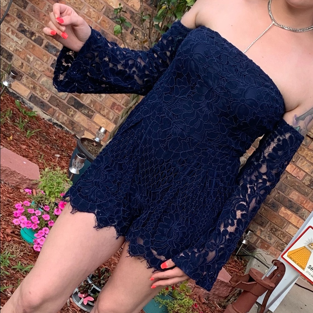 Royal blue lace romper